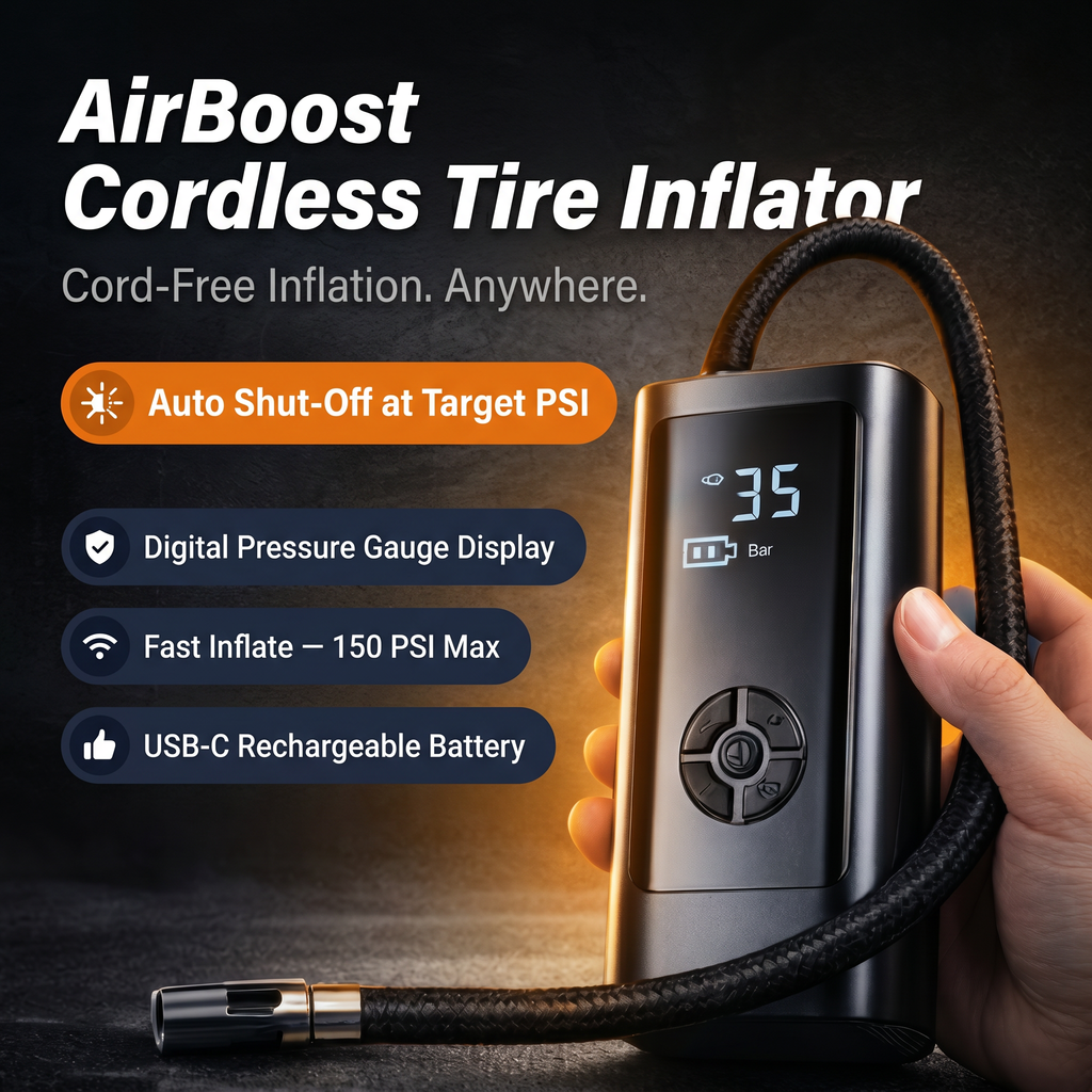 Smart Portable Air Compressor for Car & Bike – Digital Pressure Control
