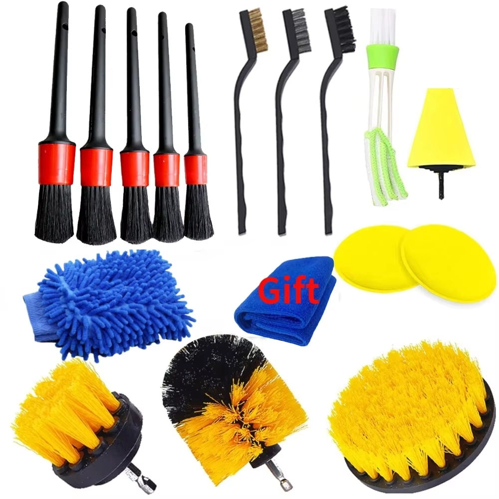 DetailKit Pro 17-Piece Car Detailing Brush Set – Complete Interior Cleaning Kit