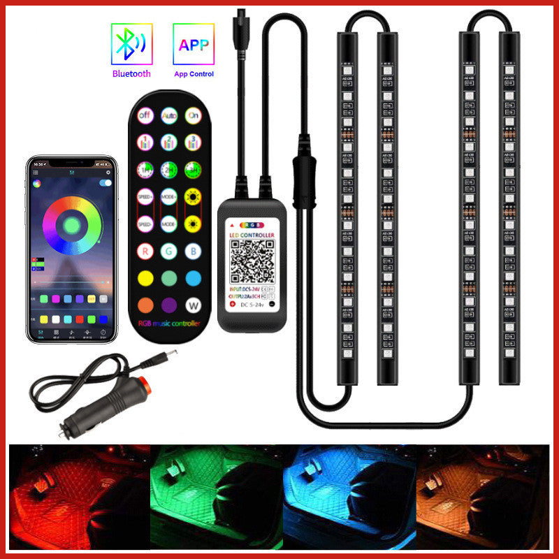 AuraGlow Wireless RGB Car Interior LED Ambient Lighting Kit with Music Sync