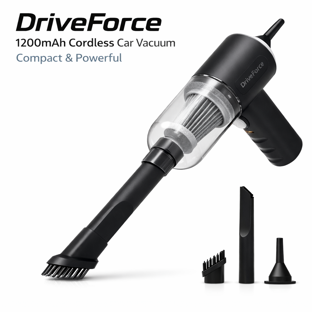 DriveForce 1200mAh Cordless Car Vacuum – Compact & Powerful