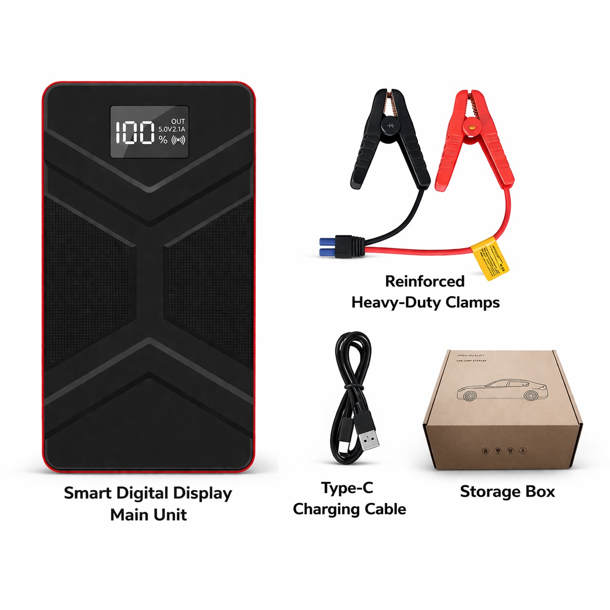 12V Portable Car Jump Starter with Power Bank – Compact & Emergency Ready