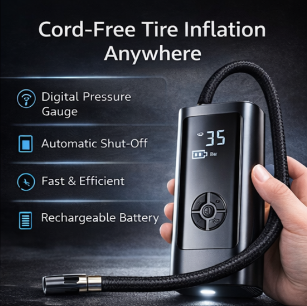 Smart Portable Air Compressor for Car & Bike – Digital Pressure Control
