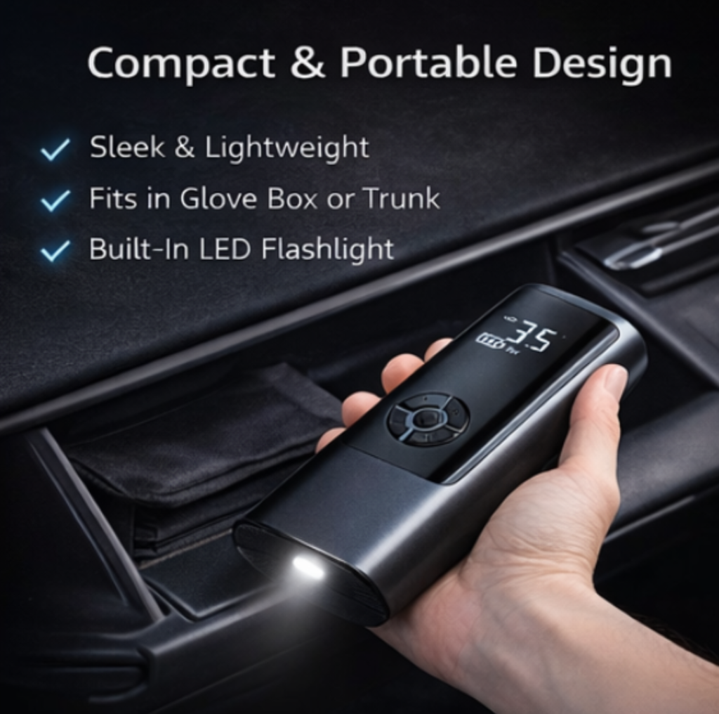 Smart Portable Air Compressor for Car & Bike – Digital Pressure Control
