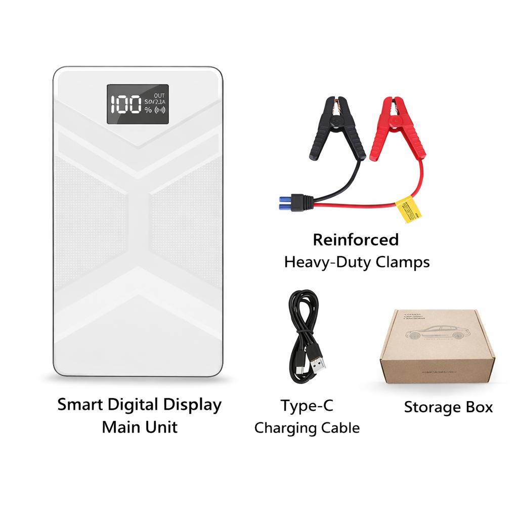 12V Portable Car Jump Starter with Power Bank – Compact & Emergency Ready