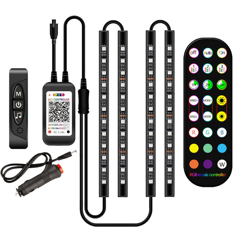 AuraGlow Wireless RGB Car Interior LED Ambient Lighting Kit with Music Sync