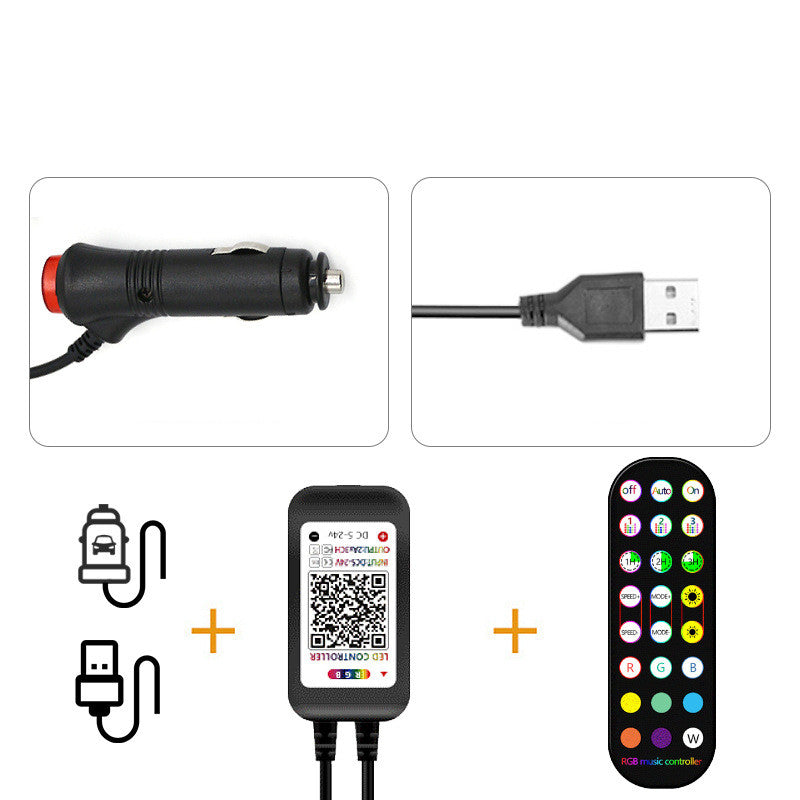 AuraGlow Wireless RGB Car Interior LED Ambient Lighting Kit with Music Sync